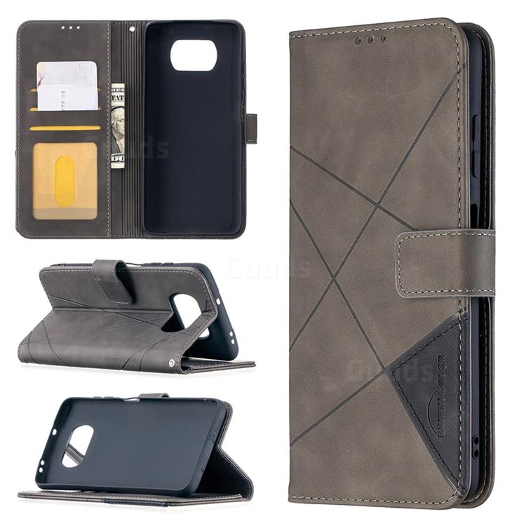Binfen Color BF05 Prismatic Slim Wallet Flip Cover for Mi Xiaomi Poco X3 NFC - Gray