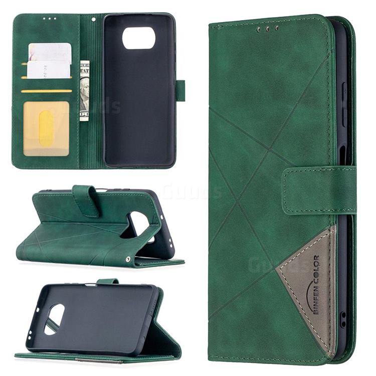 Binfen Color BF05 Prismatic Slim Wallet Flip Cover for Mi Xiaomi Poco X3 NFC - Green