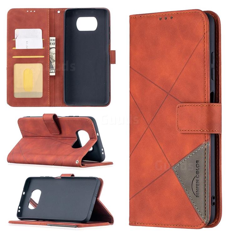 Binfen Color BF05 Prismatic Slim Wallet Flip Cover for Mi Xiaomi Poco X3 NFC - Brown