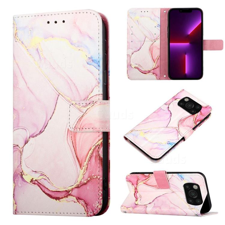 Rose Gold Marble Leather Wallet Protective Case for Mi Xiaomi Poco X3 NFC