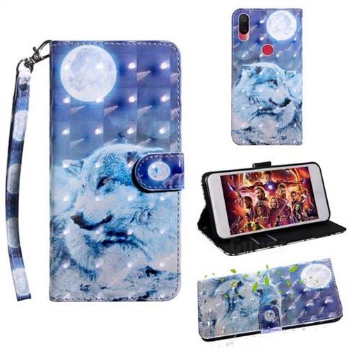 Moon Wolf 3D Painted Leather Wallet Case for Xiaomi Mi Play