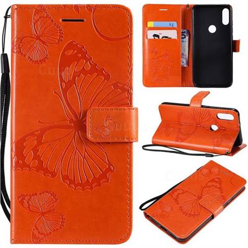 Embossing 3D Butterfly Leather Wallet Case for Xiaomi Mi Play - Orange