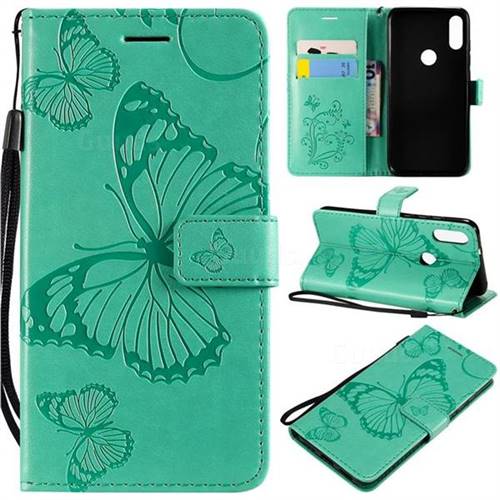 Embossing 3D Butterfly Leather Wallet Case for Xiaomi Mi Play - Green
