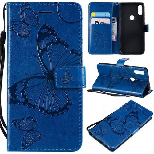 Embossing 3D Butterfly Leather Wallet Case for Xiaomi Mi Play - Blue