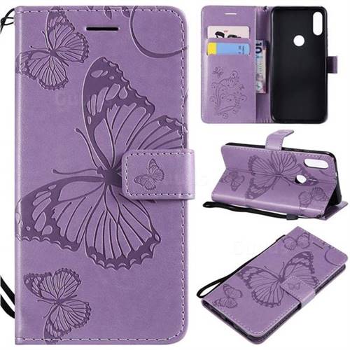 Embossing 3D Butterfly Leather Wallet Case for Xiaomi Mi Play - Purple