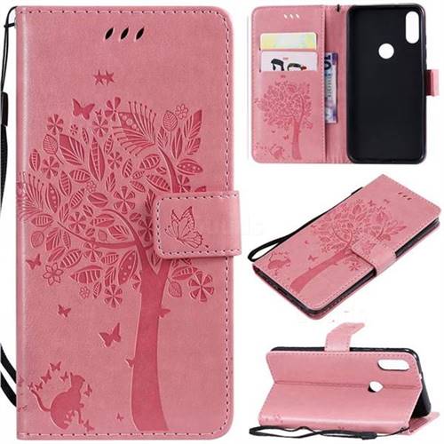 Embossing Butterfly Tree Leather Wallet Case for Xiaomi Mi Play - Pink