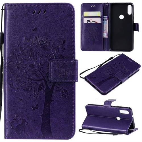 Embossing Butterfly Tree Leather Wallet Case for Xiaomi Mi Play - Purple