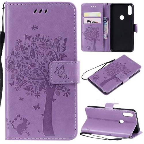 Embossing Butterfly Tree Leather Wallet Case for Xiaomi Mi Play - Violet