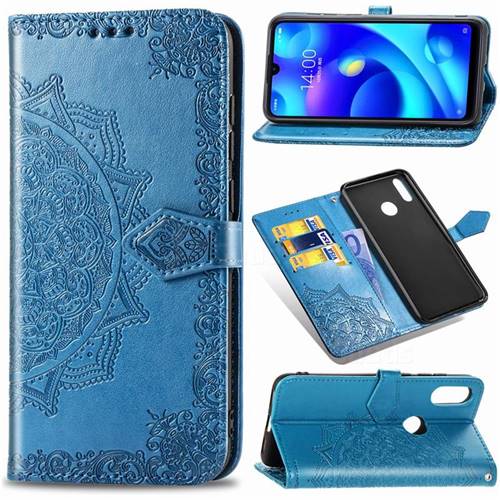 Embossing Imprint Mandala Flower Leather Wallet Case for Xiaomi Mi Play - Blue