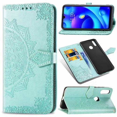 Embossing Imprint Mandala Flower Leather Wallet Case for Xiaomi Mi Play - Green