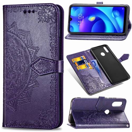 Embossing Imprint Mandala Flower Leather Wallet Case for Xiaomi Mi Play - Purple