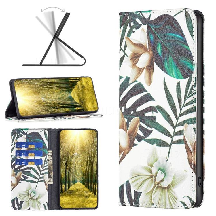 Flower Leaf Slim Magnetic Attraction Wallet Flip Cover for Xiaomi Redmi 10C