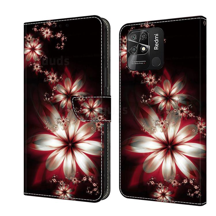 Red Dream Flower Crystal PU Leather Protective Wallet Case Cover for Xiaomi Redmi 10C