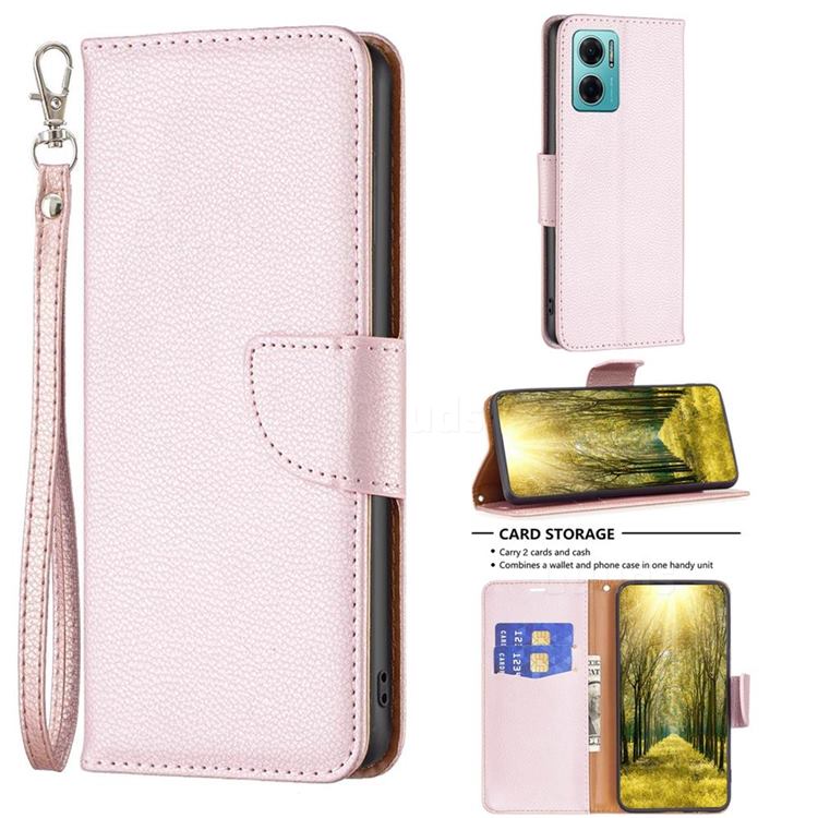 Classic Luxury Litchi Leather Phone Wallet Case for Xiaomi Redmi 10 5G - Golden