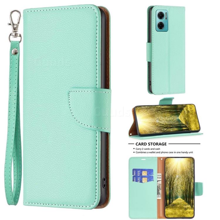 Classic Luxury Litchi Leather Phone Wallet Case for Xiaomi Redmi 10 5G - Green
