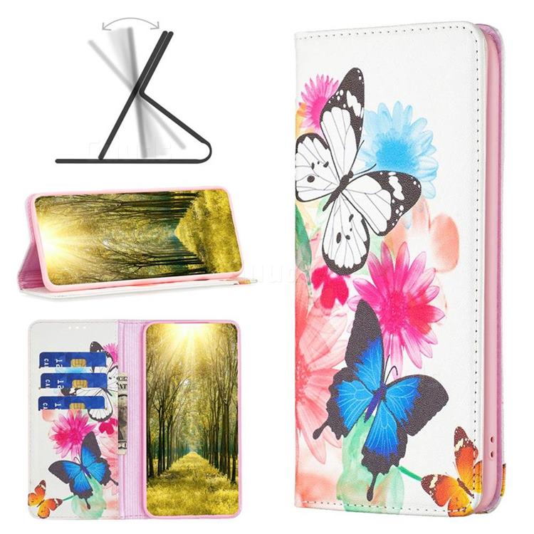 Flying Butterflies Slim Magnetic Attraction Wallet Flip Cover for Xiaomi Redmi 10 5G