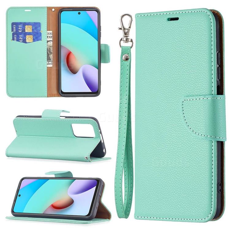 Classic Luxury Litchi Leather Phone Wallet Case for Xiaomi Redmi 10 4G - Green