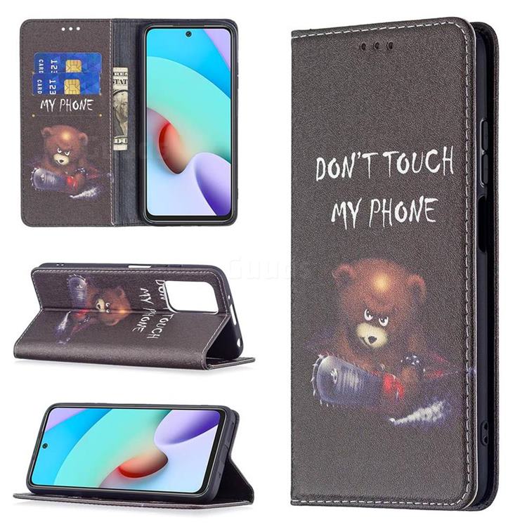 Chainsaw Bear Slim Magnetic Attraction Wallet Flip Cover for Xiaomi Redmi 10 4G