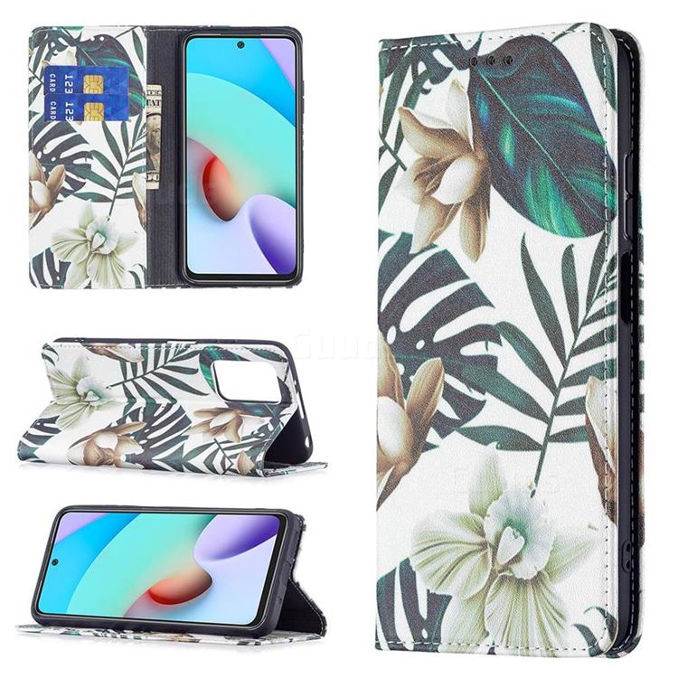 Flower Leaf Slim Magnetic Attraction Wallet Flip Cover for Xiaomi Redmi 10 4G