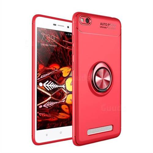 Auto Focus Invisible Ring Holder Soft Phone Case for Xiaomi Redmi 4A - Red