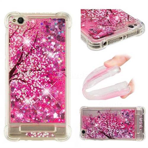 Pink Cherry Blossom Dynamic Liquid Glitter Sand Quicksand Star TPU Case for Xiaomi Redmi 4A