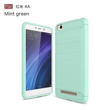 Luxury Carbon Fiber Brushed Wire Drawing Silicone TPU Back Cover for Xiaomi Redmi 4A - Mint Green