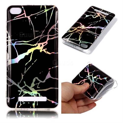 Plating Black Marble Pattern Bright Color Laser Soft TPU Case for Xiaomi Redmi 4A