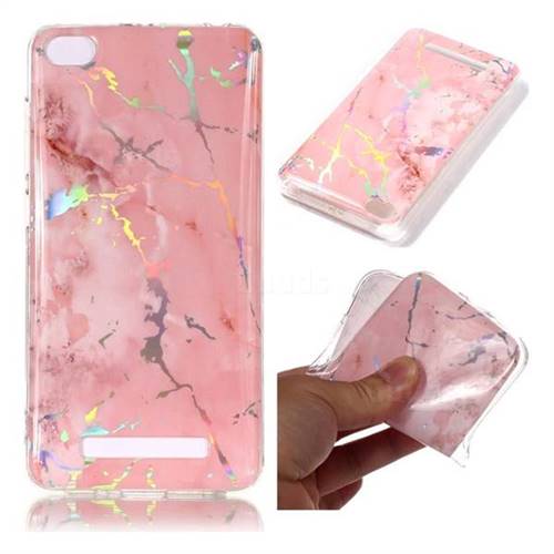 Powder Pink Marble Pattern Bright Color Laser Soft TPU Case for Xiaomi Redmi 4A