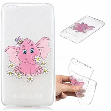 Tiny Pink Elephant Clear Varnish Soft Phone Back Cover for Xiaomi Redmi 4A
