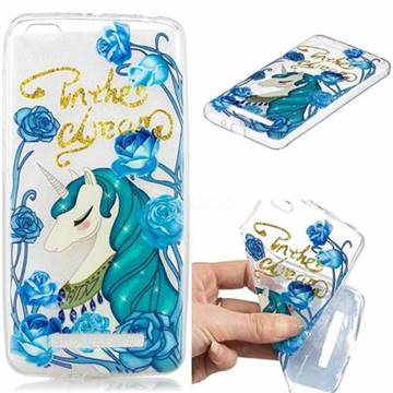 Blue Flower Unicorn Clear Varnish Soft Phone Back Cover for Xiaomi Redmi 4A