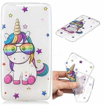 Glasses Unicorn Clear Varnish Soft Phone Back Cover for Xiaomi Redmi 4A