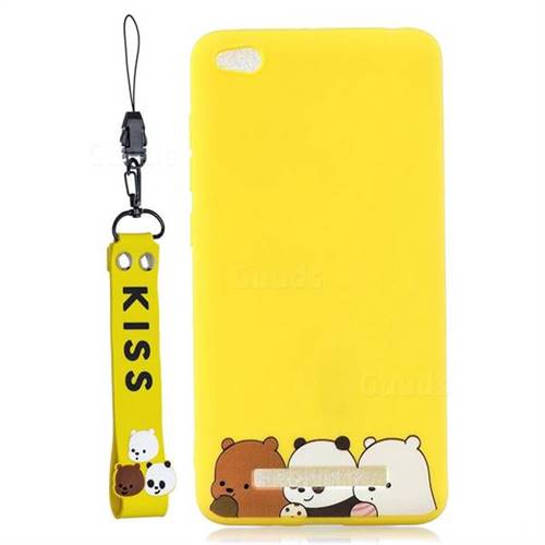 Yellow Bear Family Soft Kiss Candy Hand Strap Silicone Case for Xiaomi Redmi 4A