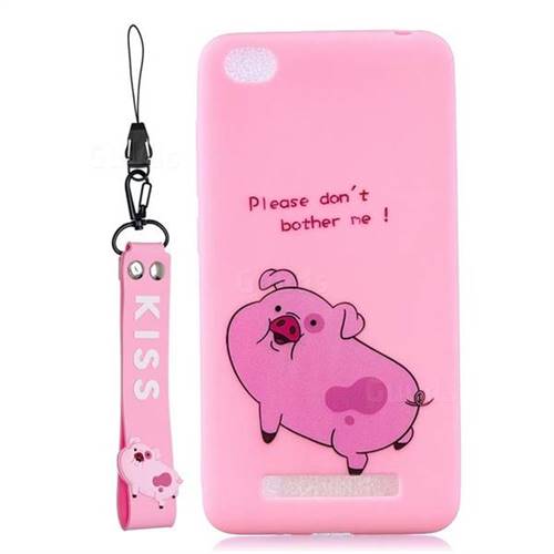 Pink Cute Pig Soft Kiss Candy Hand Strap Silicone Case for Xiaomi Redmi 4A