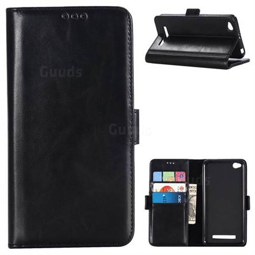 Luxury Crazy Horse PU Leather Wallet Case for Xiaomi Redmi 4A - Black