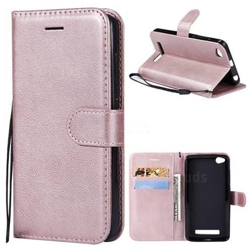 Retro Greek Classic Smooth PU Leather Wallet Phone Case for Xiaomi Redmi 4A - Rose Gold