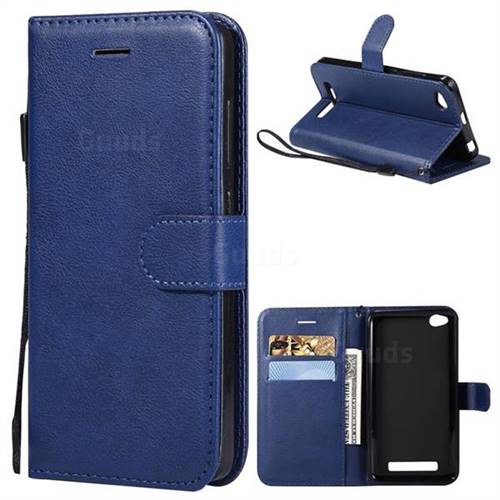Retro Greek Classic Smooth PU Leather Wallet Phone Case for Xiaomi Redmi 4A - Blue
