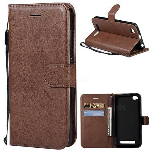 Retro Greek Classic Smooth PU Leather Wallet Phone Case for Xiaomi Redmi 4A - Brown