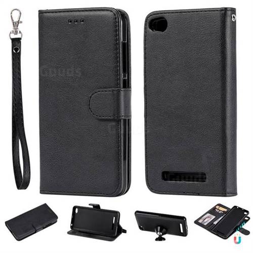 Retro Greek Detachable Magnetic PU Leather Wallet Phone Case for Xiaomi Redmi 4A - Black