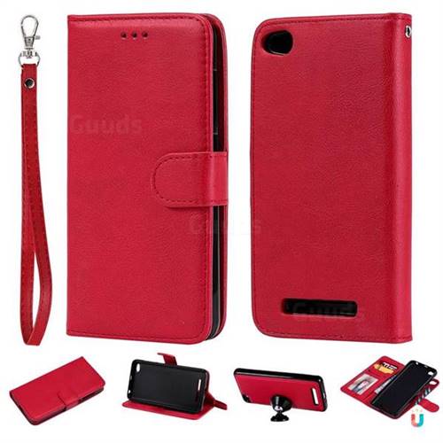 Retro Greek Detachable Magnetic PU Leather Wallet Phone Case for Xiaomi Redmi 4A - Red