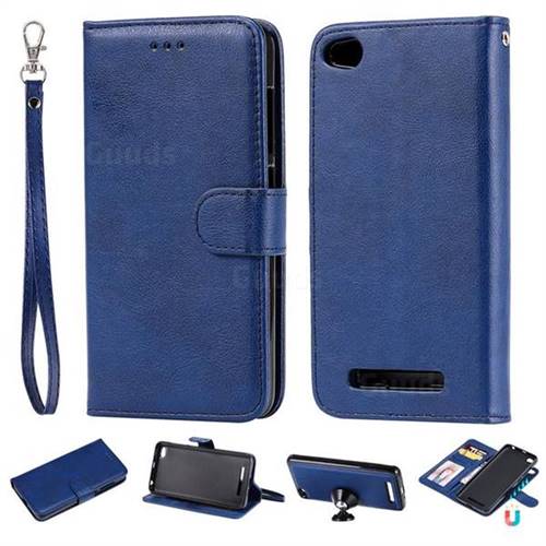Retro Greek Detachable Magnetic PU Leather Wallet Phone Case for Xiaomi Redmi 4A - Blue
