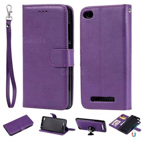 Retro Greek Detachable Magnetic PU Leather Wallet Phone Case for Xiaomi Redmi 4A - Purple