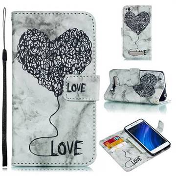 Marble Heart PU Leather Wallet Phone Case for Xiaomi Redmi 4A - Black