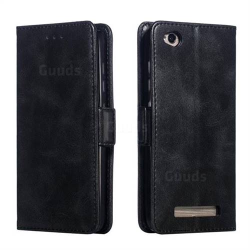 Retro Classic Calf Pattern Leather Wallet Phone Case for Xiaomi Redmi 4A - Black