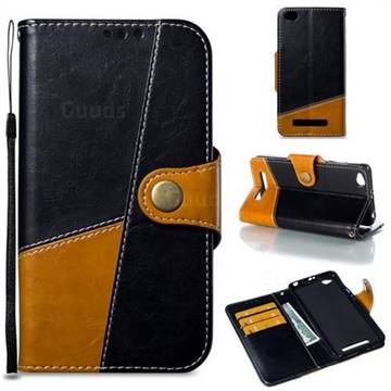Retro Magnetic Stitching Wallet Flip Cover for Xiaomi Redmi 4A - Black