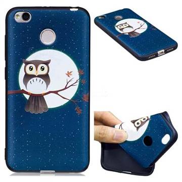 Moon and Owl 3D Embossed Relief Black Soft Back Cover for Xiaomi Redmi 4 (4X)