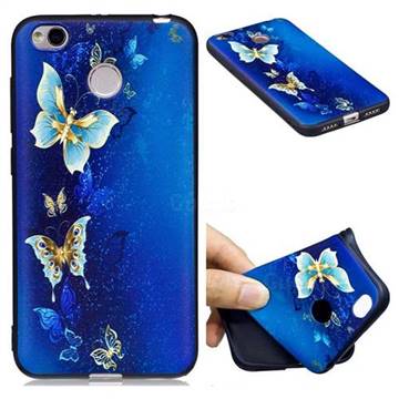 Golden Butterflies 3D Embossed Relief Black Soft Back Cover for Xiaomi Redmi 4 (4X)