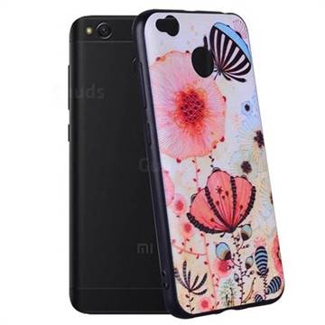 Pink Flower 3D Embossed Relief Black Soft Back Cover for Xiaomi Redmi 4 (4X)