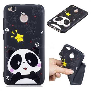 Cute Bear 3D Embossed Relief Black TPU Cell Phone Back Cover for Xiaomi Redmi 4 (4X)