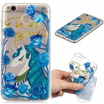 Blue Flower Unicorn Clear Varnish Soft Phone Back Cover for Xiaomi Redmi 4 (4X)