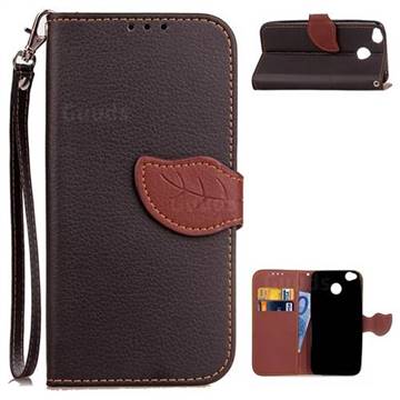 Leaf Buckle Litchi Leather Wallet Phone Case for Xiaomi Redmi 4 (4X) - Black